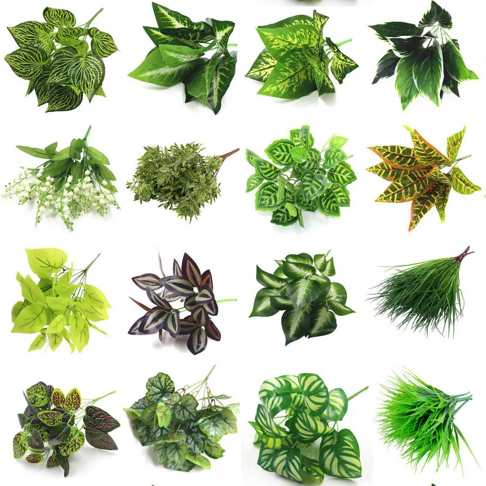 

7 Fork Artificial Plants Eucalyptus Grass Plastic Ferns Green Leaves Fake Flower Plant Wedding Home Decoration Table Decors