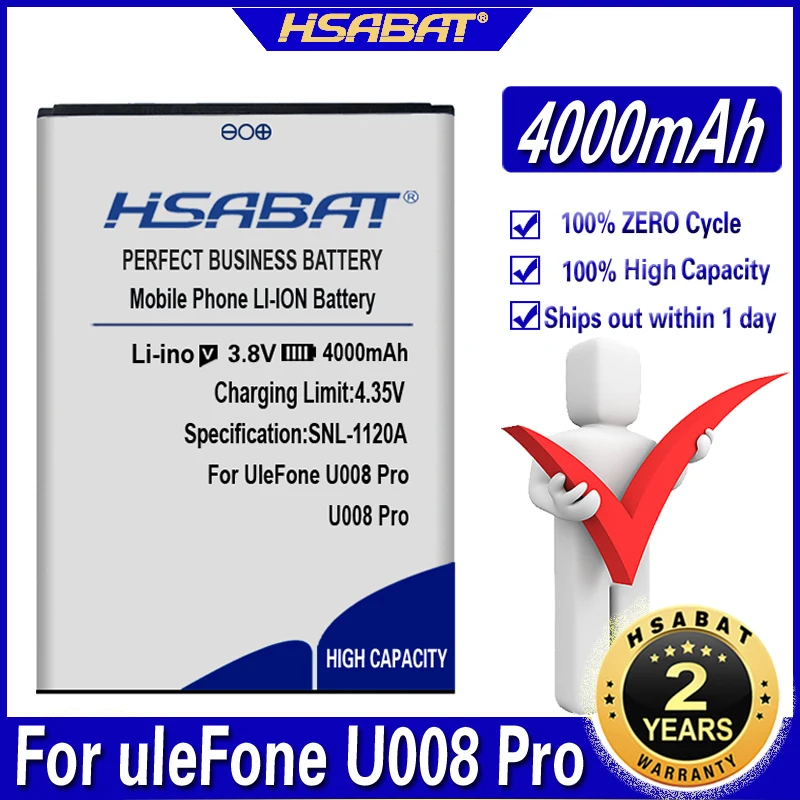 Аккумулятор HSABAT на 4000 мА · ч для смартфона uleFone U008 Pro 4G экран 5 0 дюйма
