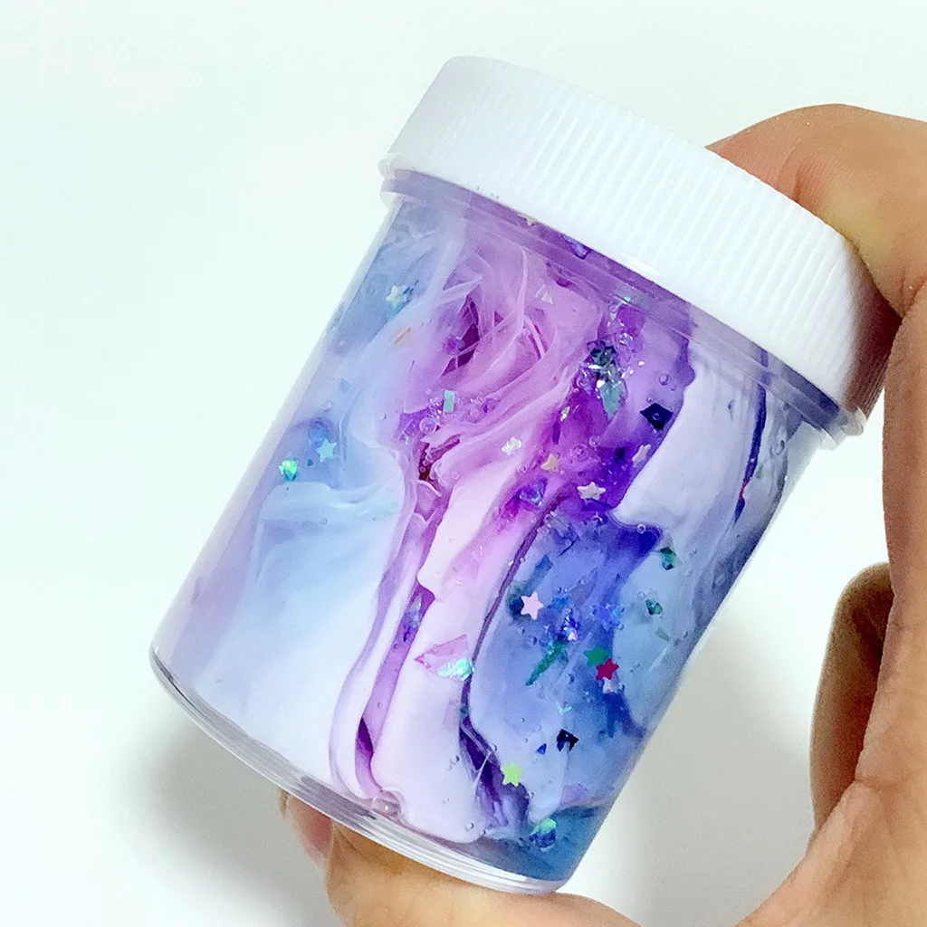 Нетоксичный прозрачный Slime красивые Цвет смешивания облако слизи для снятия