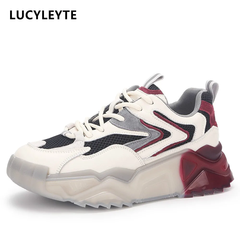 

2020 женские осенние новые трендовые кроссовки на толстой подошве с дышащей сеткой, простые износостойкие Нескользящие высокие туфли