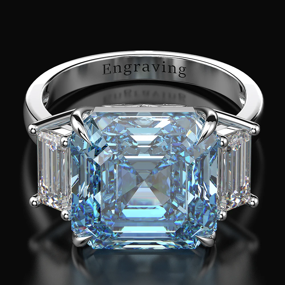 

KNRIQUEN 925 Sterling Silver 12*12mm 14ct Created Moissanite Gemstone Wedding Engagement Diamonds Ring Fine Jewelry Wholesale