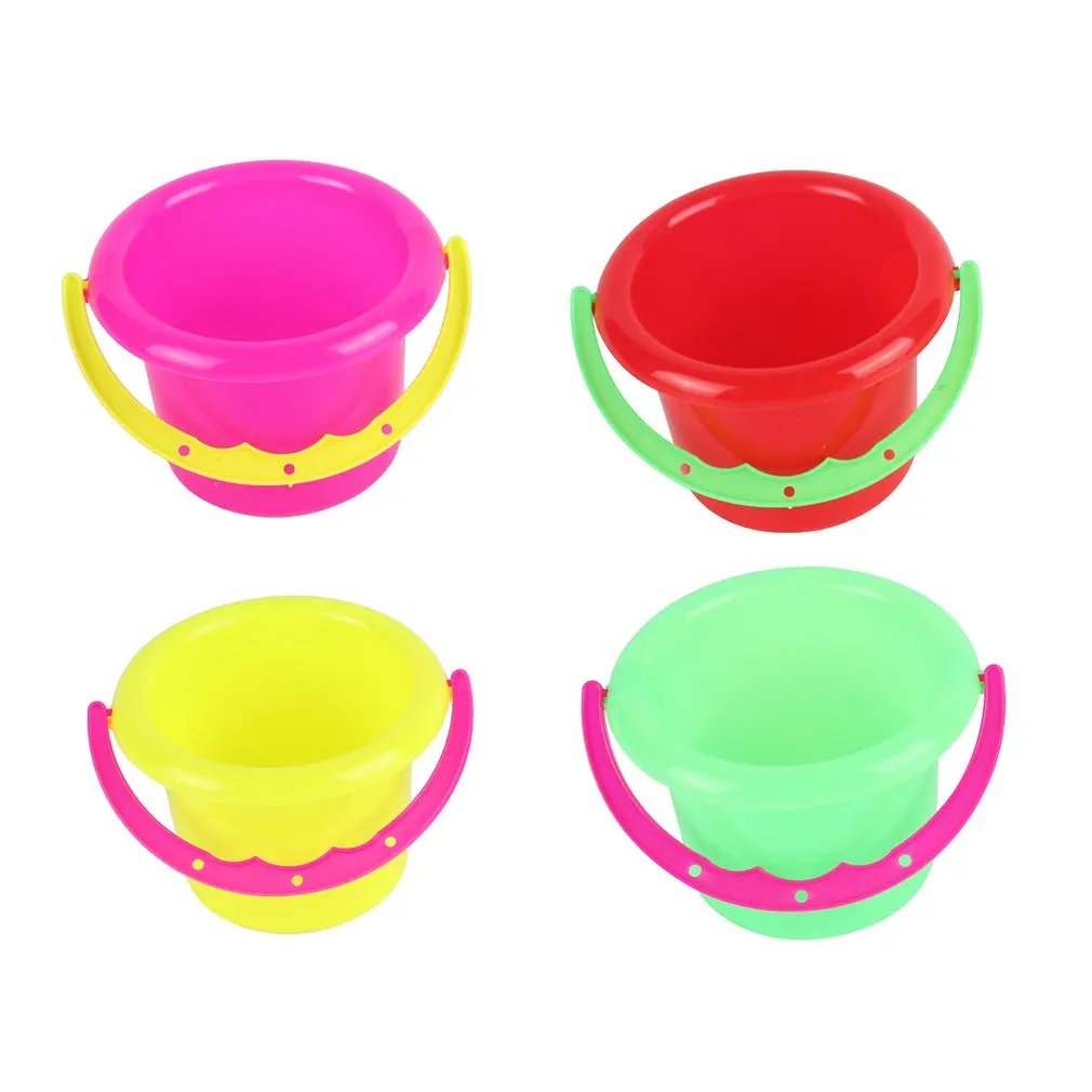 

4pcs Novelty Mini Beach Toys Set Sand Pails Bucket with Shovel Rake Summer Pool Beach Sand Play Toys Gift for Children Kids