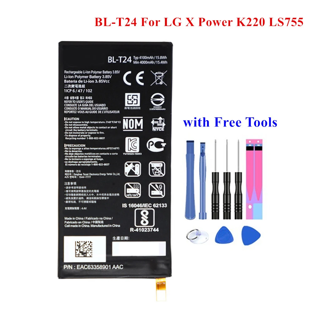 

New Spare Battery BL-T24 for LG X Power K220 K220DS K220DSK K220DSZ K220Y K220Z LS755 US610 K450 F750K 4000/4100mAh Akku +Tools