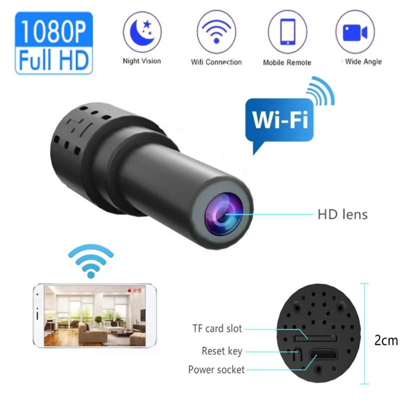 

Мини-камера видеонаблюдения HD 1080P Беспроводная с Wi-Fi
