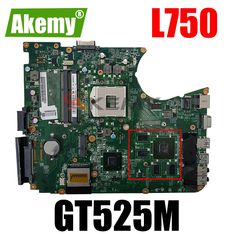 

Материнская плата AKEMY A000081570 DABLBDMB8E0 для ноутбука toshiba satellite L750 HM65 DDR3 GT525M, материнская плата, полный тест