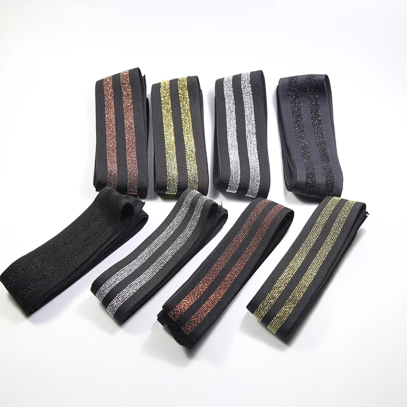 Благоприятная для кожи Золотая и серебряная эластичная ленточная ткань ремень