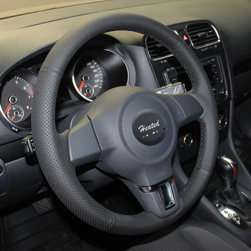 Чехол на руль из микрофибры для Golf 6 Mk6 VW Polo MK5 2010 2013 с оригинальной кожаной