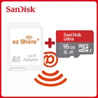 Беспроводной Wi-Fi адаптер ezshare + Sandisk Ultra, карта памяти Micro SD на 16 ГБ, 32 ГБ, класс 10, беспроводная TF-карта, карта памяти Micro SD на 64 ГБ, 128 ГБ