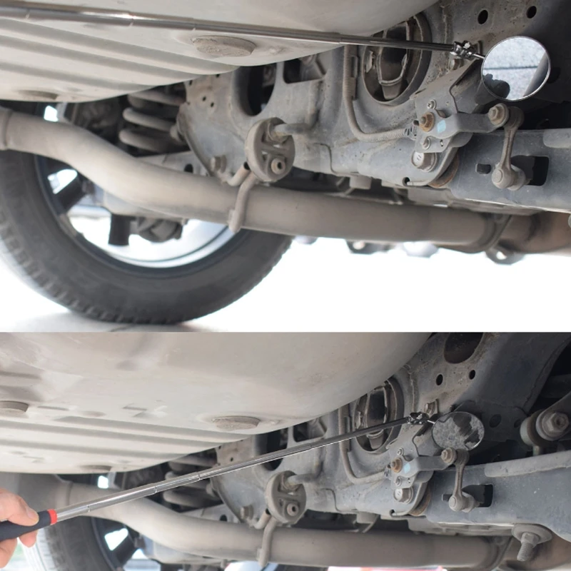 

Round Telescoping Mirror High-quality Stainless Steel Automotive Practical Inspection Mirror Silver Lens