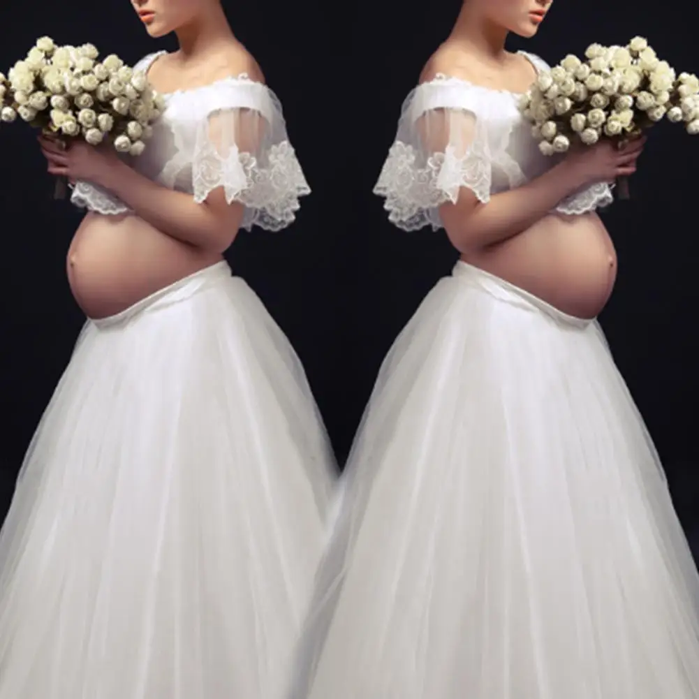 Беременности и родам платье белое для беременных из тонкой прозрачной ткани с