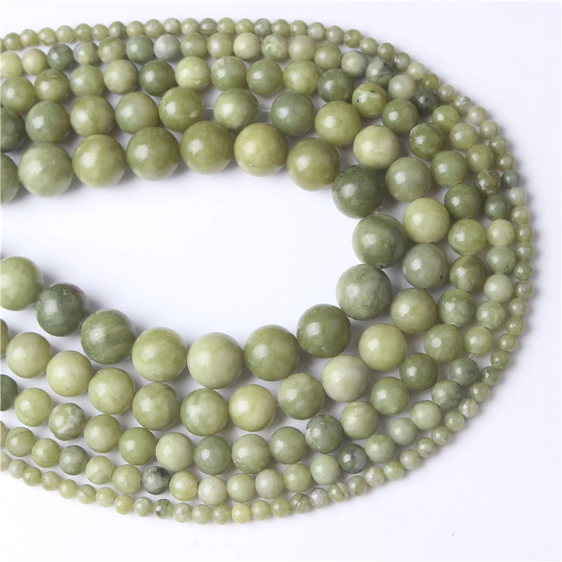 

Langley fashion jewelry 4 / 6 / 8 / 10 / 12mm natural gemstone Canadian jade loose beads DIY men and women Bracelet Necklace Jew