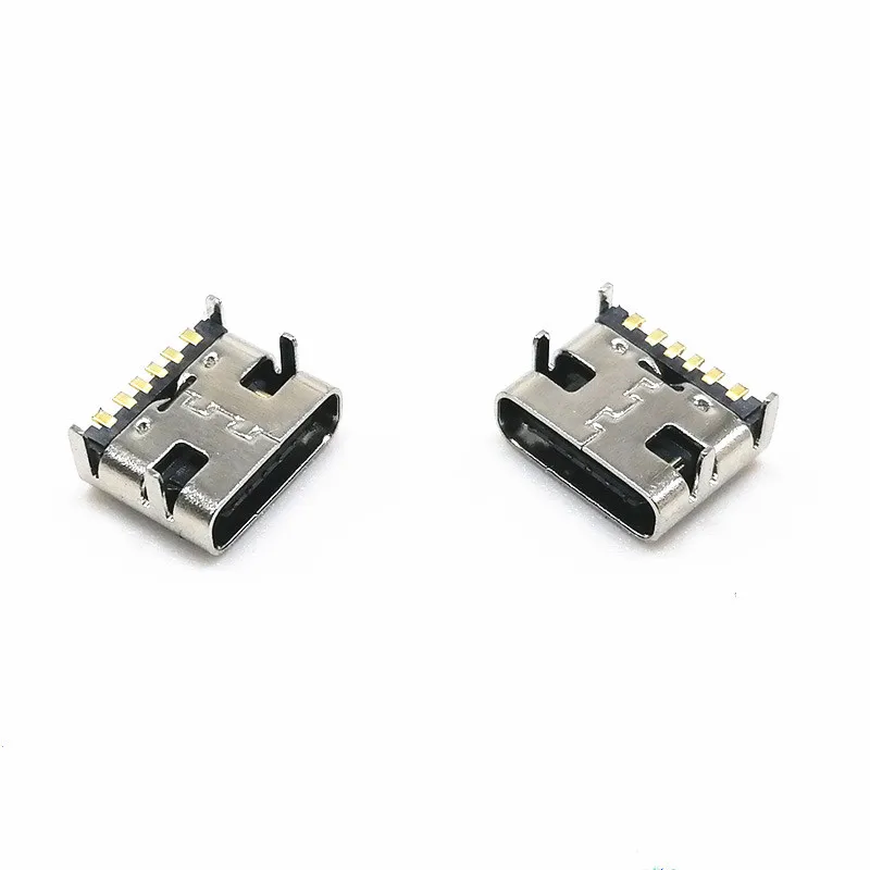 50 шт. разъем Micro USB 3 1 Type C 6pin DIP4 90 градусов гнездовой для мобильный телефон зарядный
