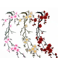 1 pcs fabric sticker iron on sew on patch plum blossom flower applique clothing embroidery patch craft sewing repair embroidered