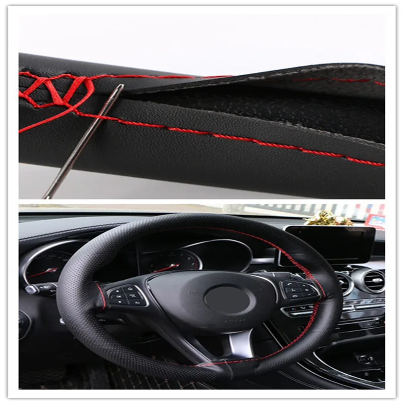 DIY Плетеный чехол рулевого колеса автомобиля нескользящий прочный верх из