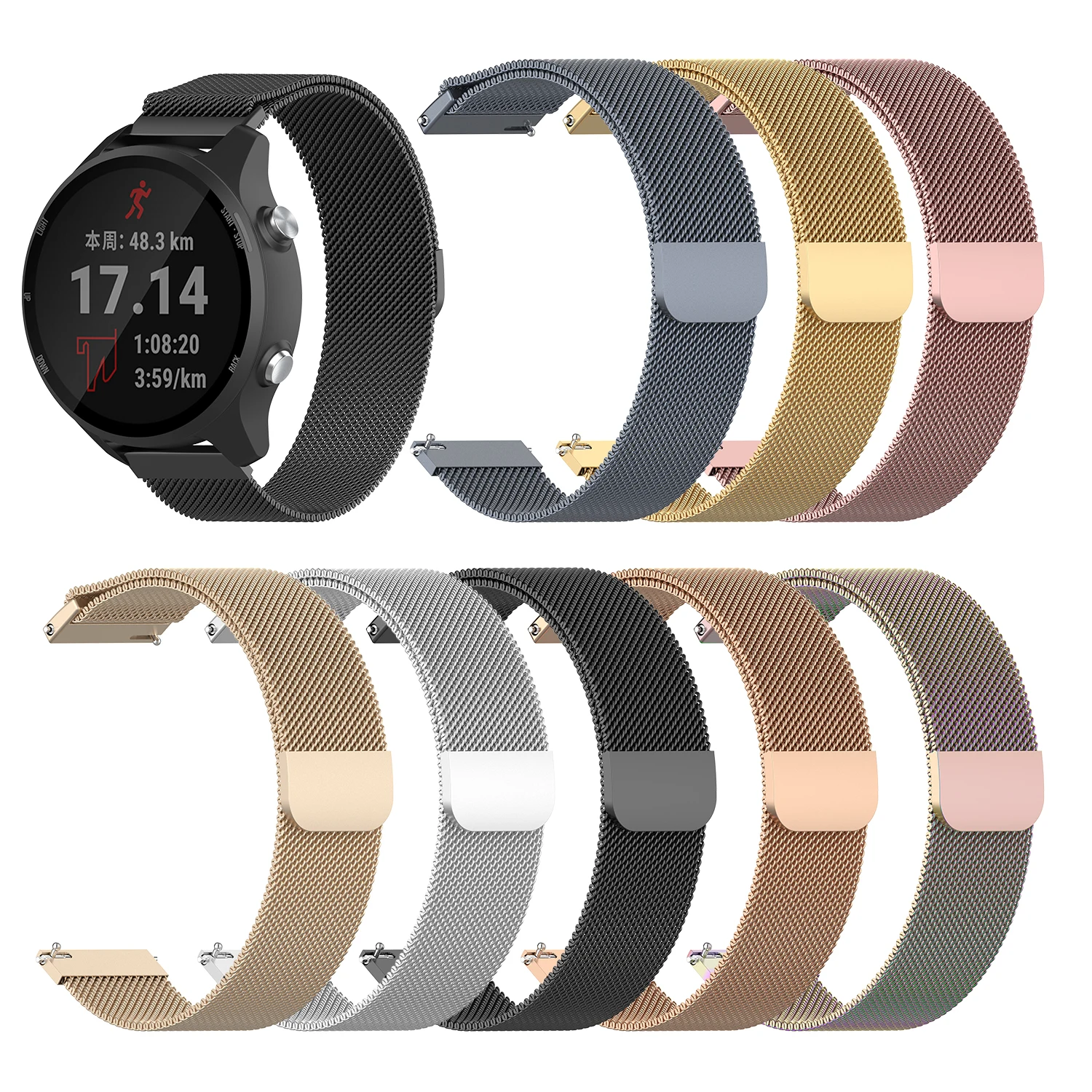 2019Mijobs металлический ремешок для samsung Galaxy Active 2/huawei GT/Huami Amazfit Bip/Forerunner 245 браслет из