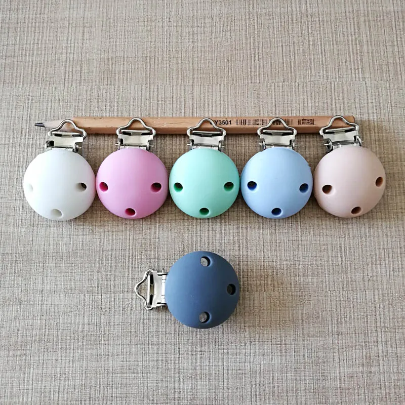 

60pcs Pacifier Chain Clip Pacifier Clip Silicone Selectable Silicone Teething Beads Suspender Clip Round Baby Care Teether Hot