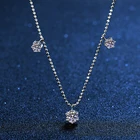 Ожерелье с натуральным круглым бриллиантом для женщин и девушек, колье из 7 камней муассанита, из стерлингового серебра 3,2 карата, VVS1, лабораторная Бриллиантовая подвеска, Изящные Ювелирные украшения