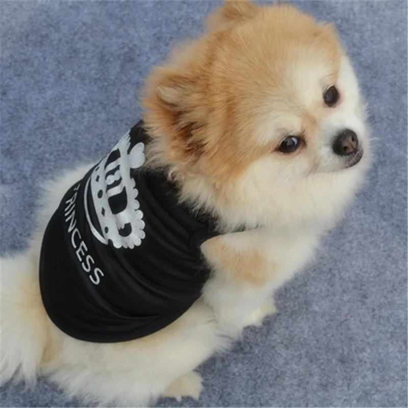 Черного цвета с вышивкой в виде короны Одежда для животных Милые Удобные летняя