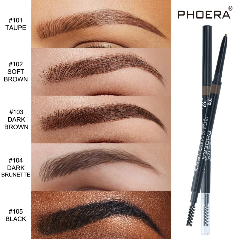 

5Colors Double Ended Eyebrow Pencil Ultra Fine Long Lasting Waterproof No Fading Tattoo Pen Natural Brown Eyebrow Makeup Brush
