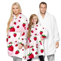 family matching outfits thicken fleece strawberry pullover huggle hooded printing sweatshirt multicolor casual loose