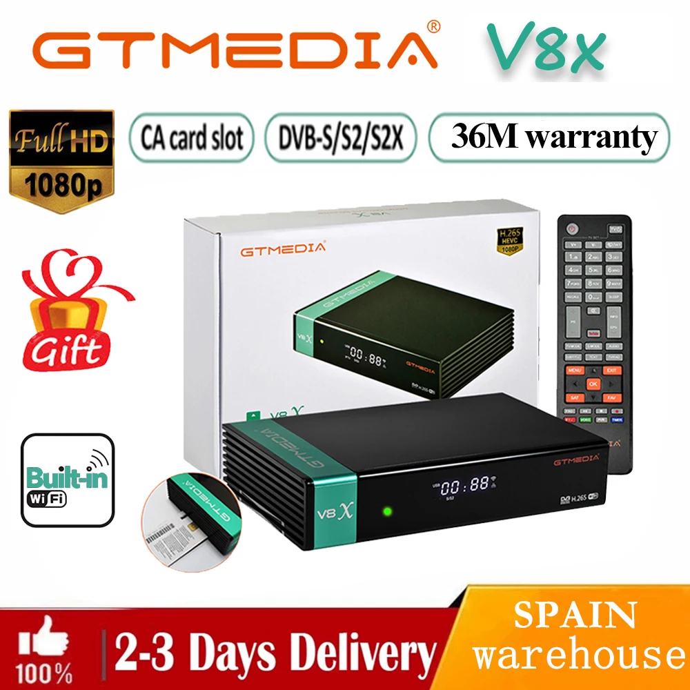 

Full HD горячая Распродажа Gtmedia V8X DVB-S2X спутниковый ресивер обновленная форма Freesat V8 honor поддержка H.265 Встроенный Wi-Fi ТВ-приставка без приложения