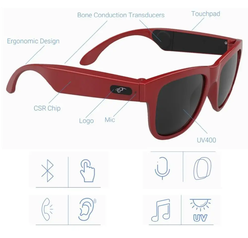 구매 EastVita Bluetooth Bone Conduction 스마트 스포츠 헤드폰 선글라스 무선 스테레오 오디오 선글라스 스포츠 헤드셋 이어폰