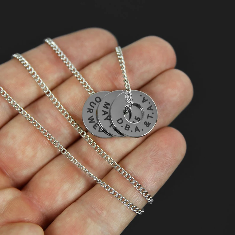 

MumuXing Stainless Steel Circle Necklace Custom Name Letter Personality Round Pendant Neck Chain Womens Jewelry New Arrival 2021