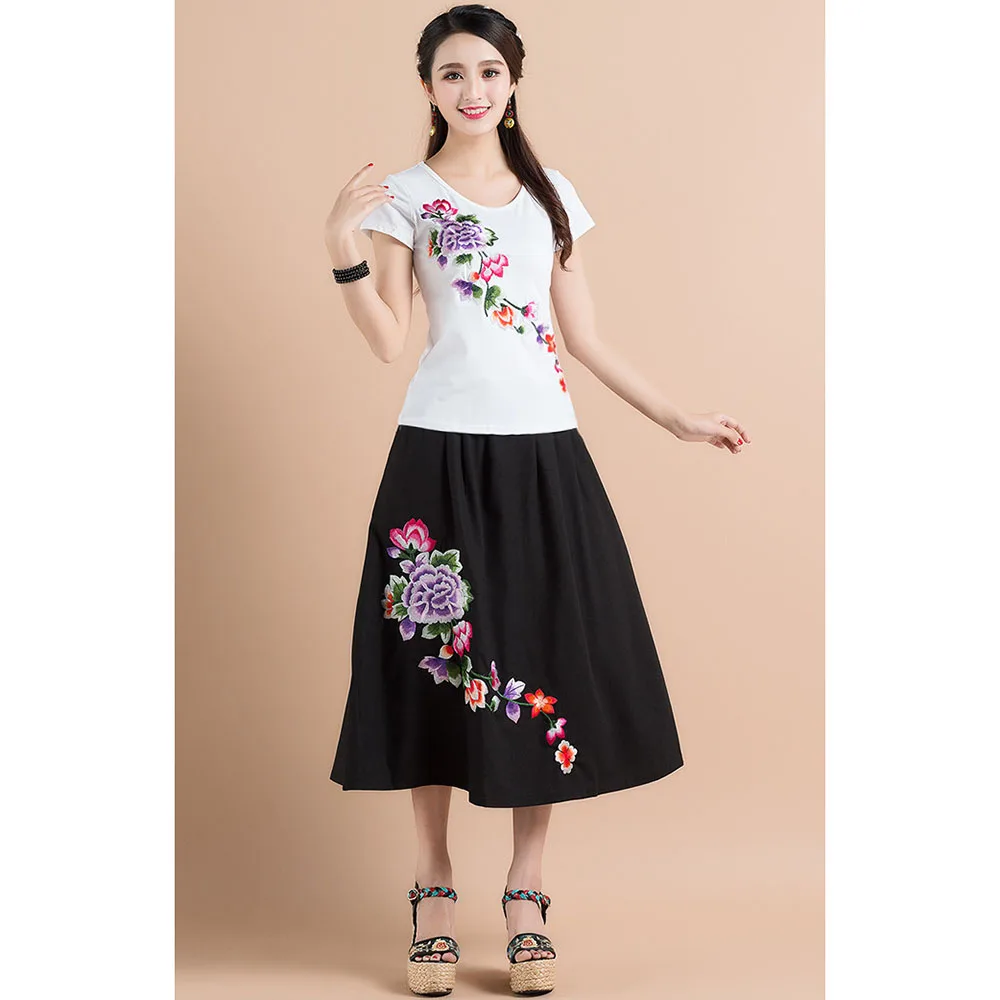 Embroidery T Shirt Women Camisa Feminina Harajuku Summer Top Tee Femme Camisetas Mujer Tshirt Tops Vintage | Женская одежда