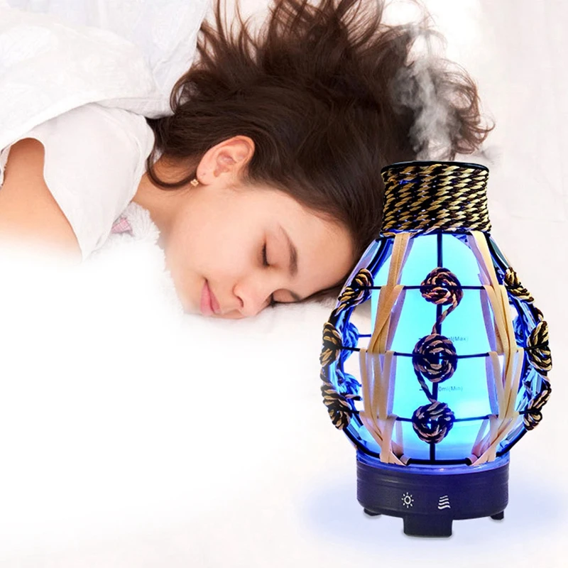HOT!Essential Oil Diffuser Wrought Iron Hollow 7 Colors LED Night Light Air Humidifier 120Ml with Water and Power Failure Protec | Бытовая