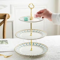 top grade ceramic fruit bowl 3 layers cake platter dessert plate wedding stand tray decoration