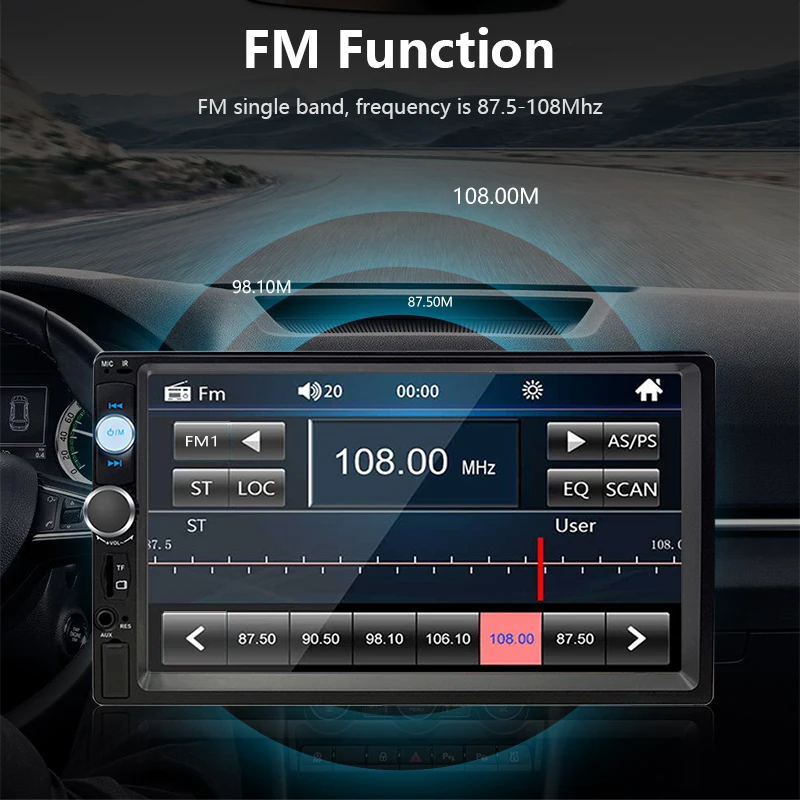 Автомагнитола 2 DIN 7 дюймов Full HD 1080P Bluetooth mp3 плеер задняя камера сенсорный экран Mirror
