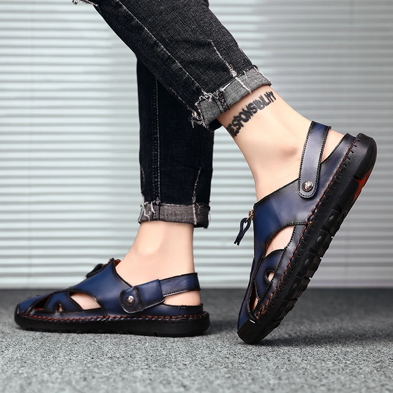 

Man Sandals 2019 Summer Beach Sandals Men For 2020 Mens Outdoor Leather Shoes Sandalias Romanas Sandalia Rasteira Sport Summer
