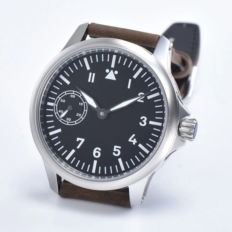 Часы мужские механические с черным циферблатом и чехлом из стали 6497 | Наручные