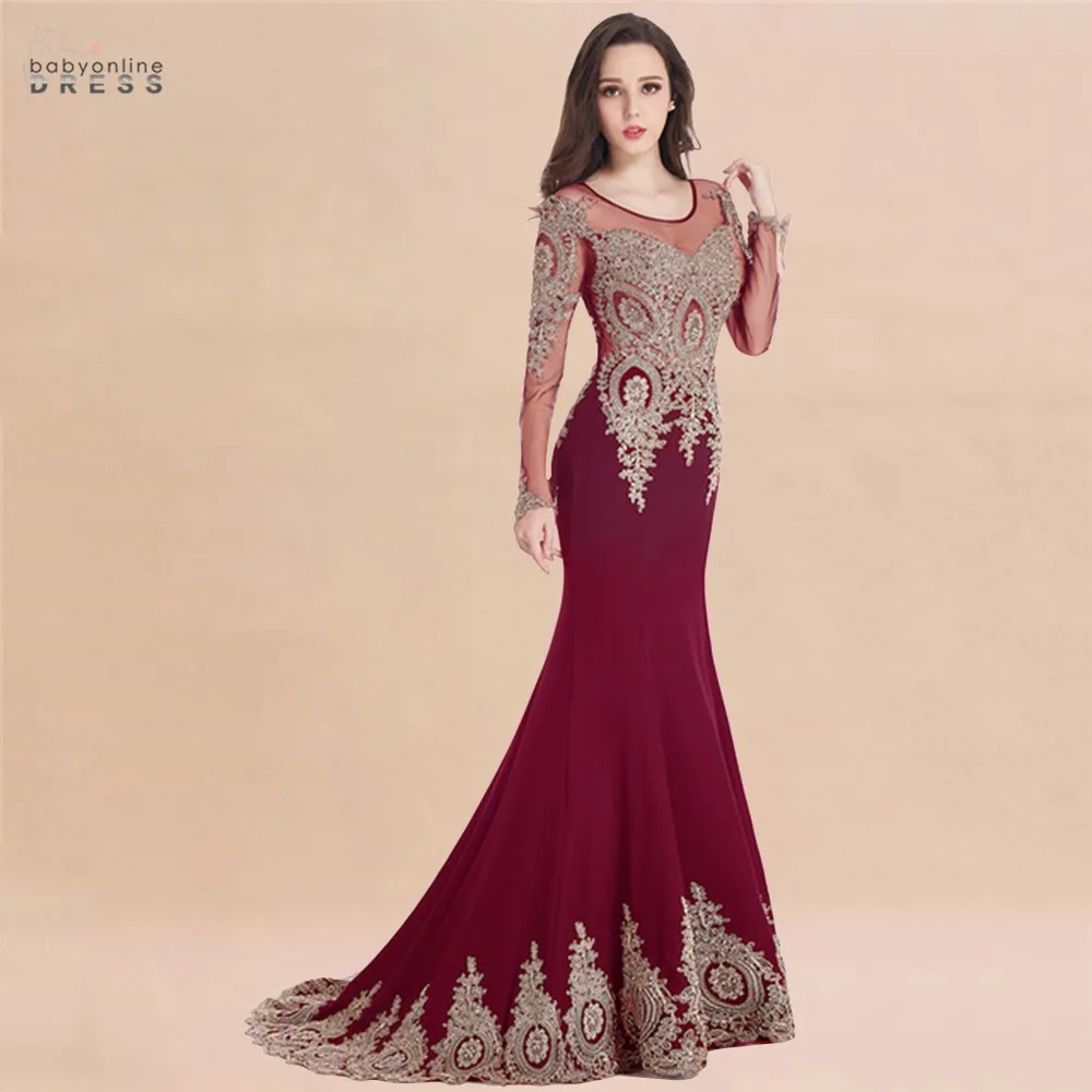 Новый Кафтан Дубай Бордовое платье с тесьмой Русалка Выпускные платья длинным