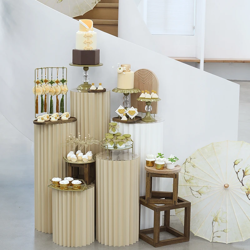 

New Wood Outdoor Wedding Cake Stands Sets Cupcake Cakes Plates for Party Dessert Table Pastries Holder Bakeware for Birthday