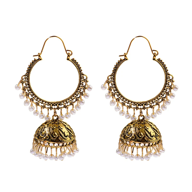 Женские Этнические Ретро Круглые индийские серьги Jhumka Классические Винтажные с