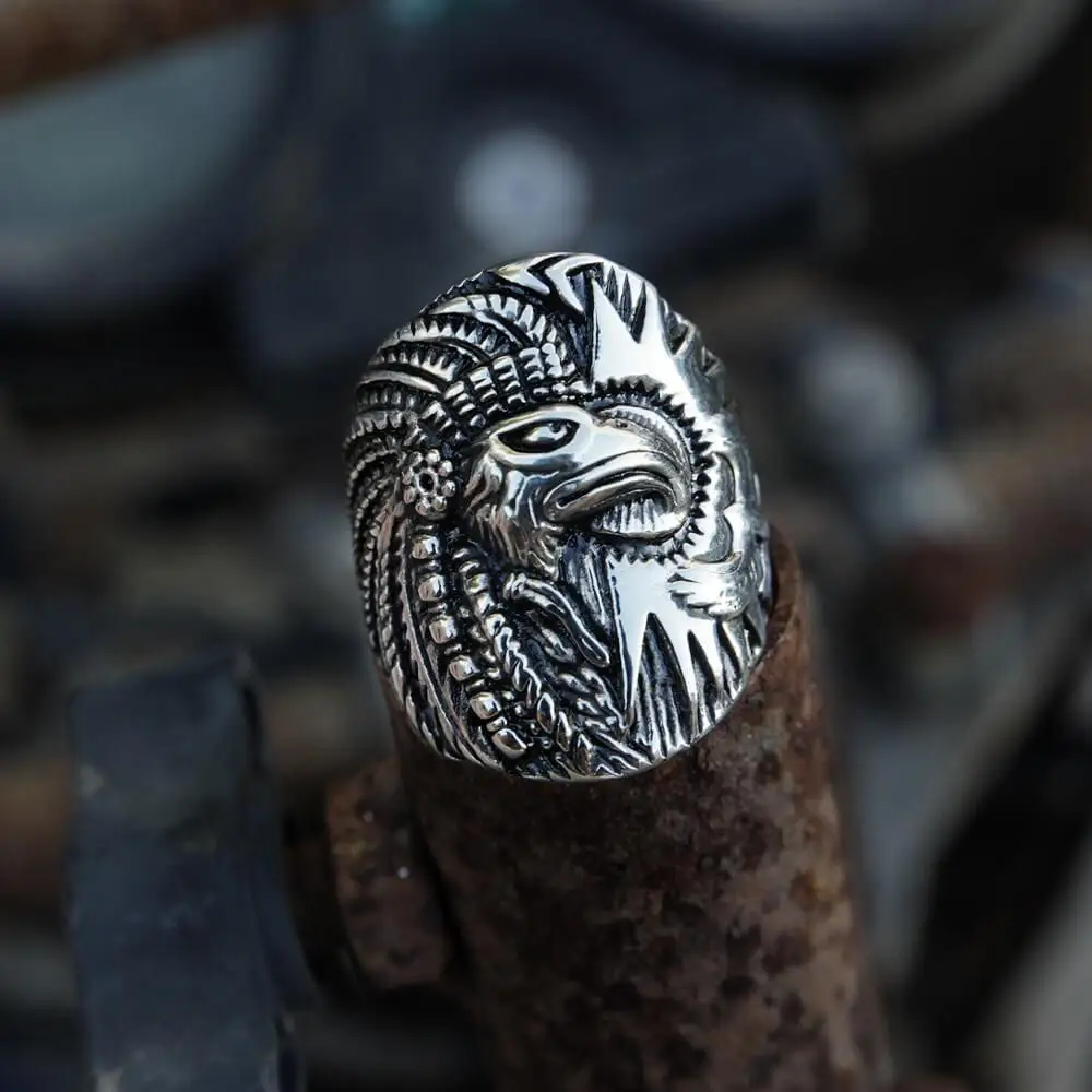 

Trendy Fashion Domineering Retro Eagle Pattern Ring Men's Hip Hop Street Rock Wear Locomotive Jewelry Accessories Gift