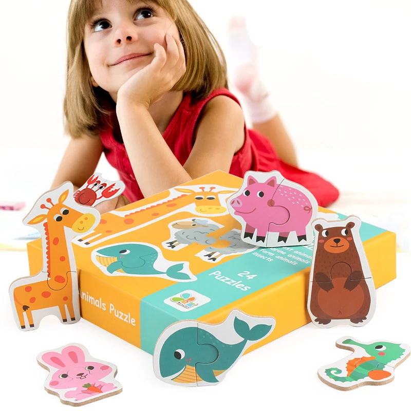 

Деревянная игрушка-пазл для детей с животными/транспортными средствами/овощами познавательные обучающие игрушки рождественские подарки д...