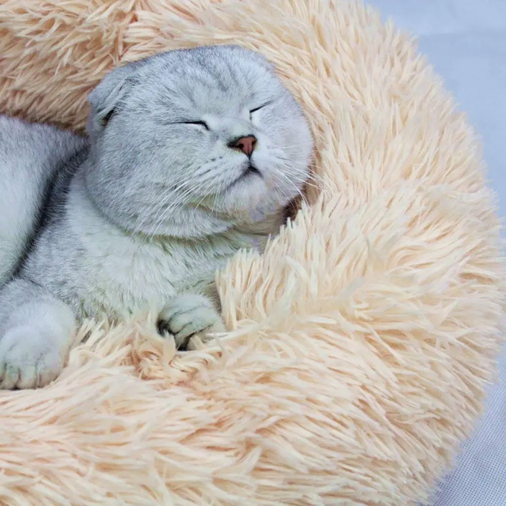 

Pet Nest Bed Cats And Dogs Round Plush Material Winter Practical Pet Mats Suitable For Small And Medium Pets