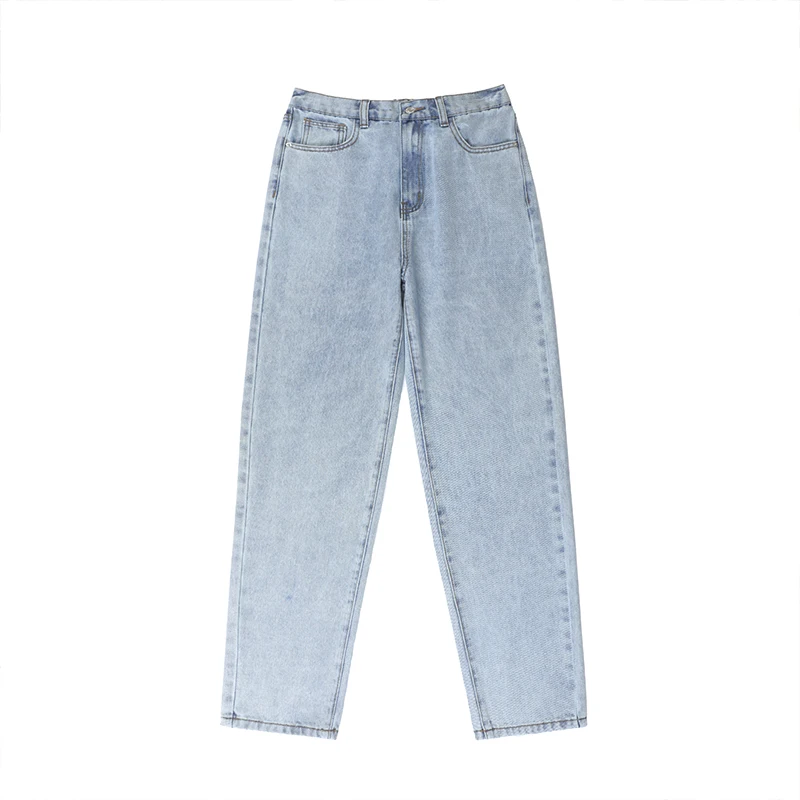 

High Waist Jeans Woman Plus Size Street Style Elastic Waist Denim Pants Cotton Loose Coated Vintage Washed Boyfriend Jeans 2021