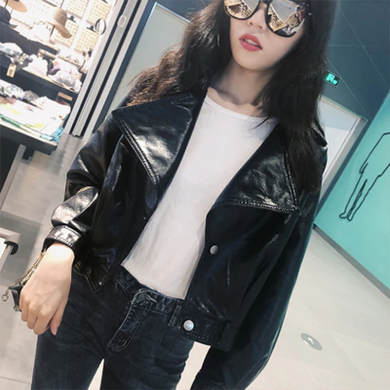 Fitaylor осенняя куртка из искусственной кожи с отложным воротником женские