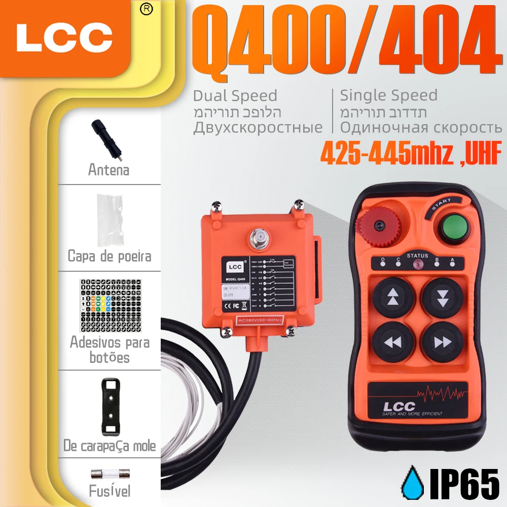 INTERRUPTORES  Lcc Q400 404 Industrial Controle Remoto Dupla Velocidade Ip65 Grua Guindaste à Prova Dwireless Água Telecrane Controlador Remoto sem Fio