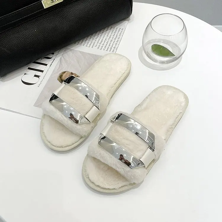 2021 Autumn and Winter New Ladies Cotton Slippers Household Fur Slippers Women Fashion Comfortable Women's Shoes Plush Slippers