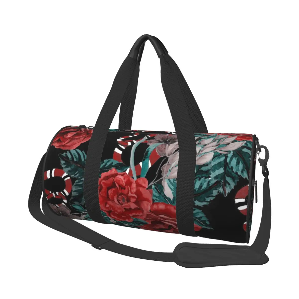

Travel Duffel Handbag Watercolor Flowers And Snakes Multifunction Weekend Bag Casual Duffel Shoulder Bag Overnight Bag