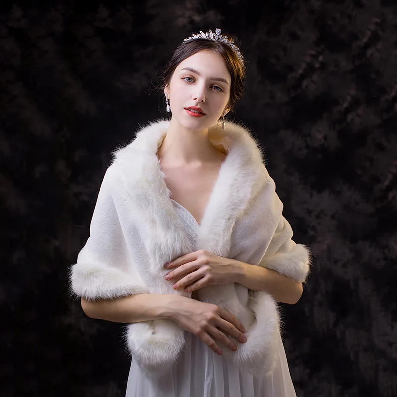 Модные новые искусственный мех шаль заворачиваемая Женская зимние вечерние