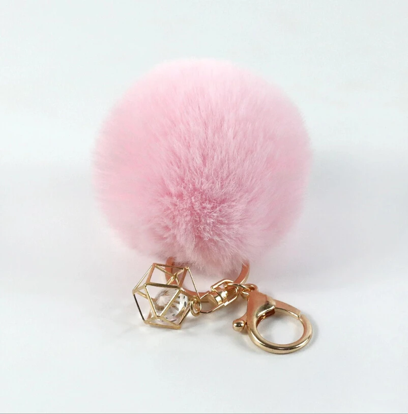 Кулон из искусственного меха брелок с бриллиантовым шаром для автомобиля сумка