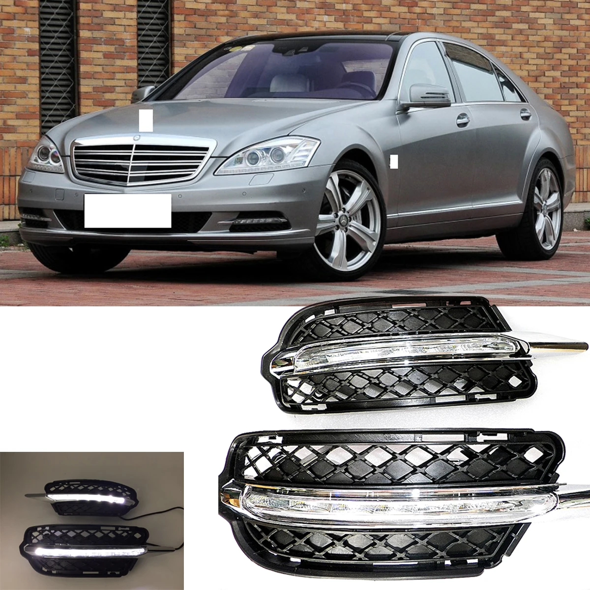 

2 шт. для Mercedes Benz S Class W221 S300 S500 S350 S600 2009-2012 Белый светодиодный дневного вождения светильник DRL стайлинга автомобилей