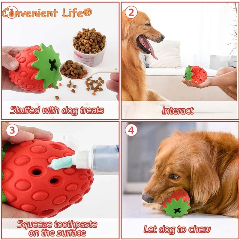 

Natural Rubber Strawberry Pitaya Dog Chew Toy Durable Eco-Friendly Food Leaking