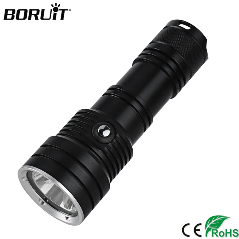 

BORUiT XM-L2 светодиодный светильник для дайвинга с аквалангом 3 режима IP68 Водонепроницаемый подводный 50 м фонарь 18650 лампа для дайвинга Lanterna под...