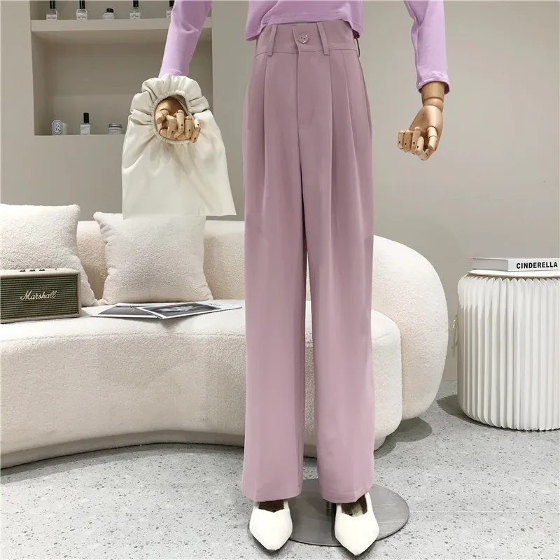 

Women 2021 Niche Design Fashion Straight Loose And Sagging Slim High Waist Floor Length Pants Wide Leg Pants Casual Suit Pants